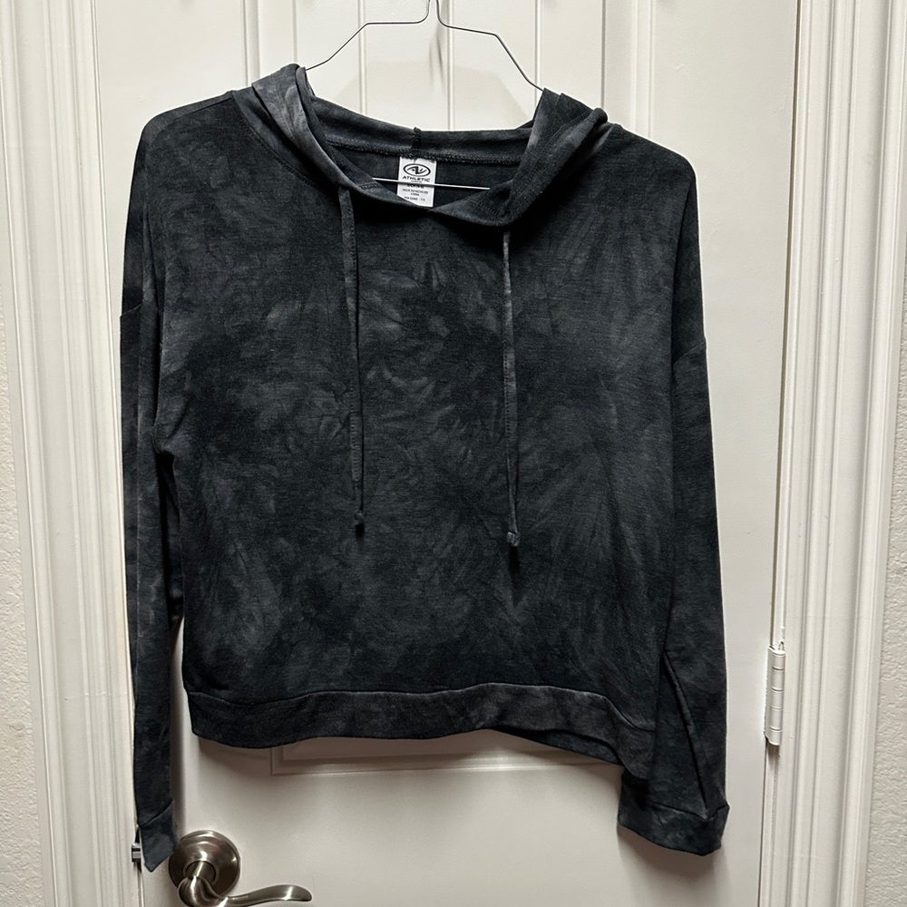 Women's Black and Gray Hoodie Top